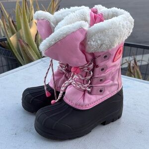 Pink and Black Dream Pairs Winter Boots with Faux Fur
